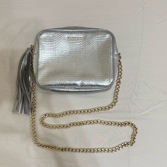 Victoria's Secret Handbags - ✨ Victoria’s Secret Silver Crossbody w/ Gold Chain & Tassel